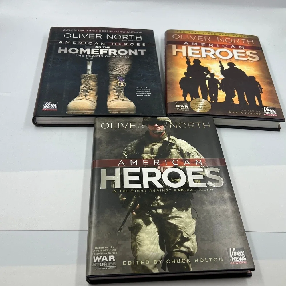 Oliver North American Heroes Book Lot 3 HCDJ Heroes on the Home Front Excellent